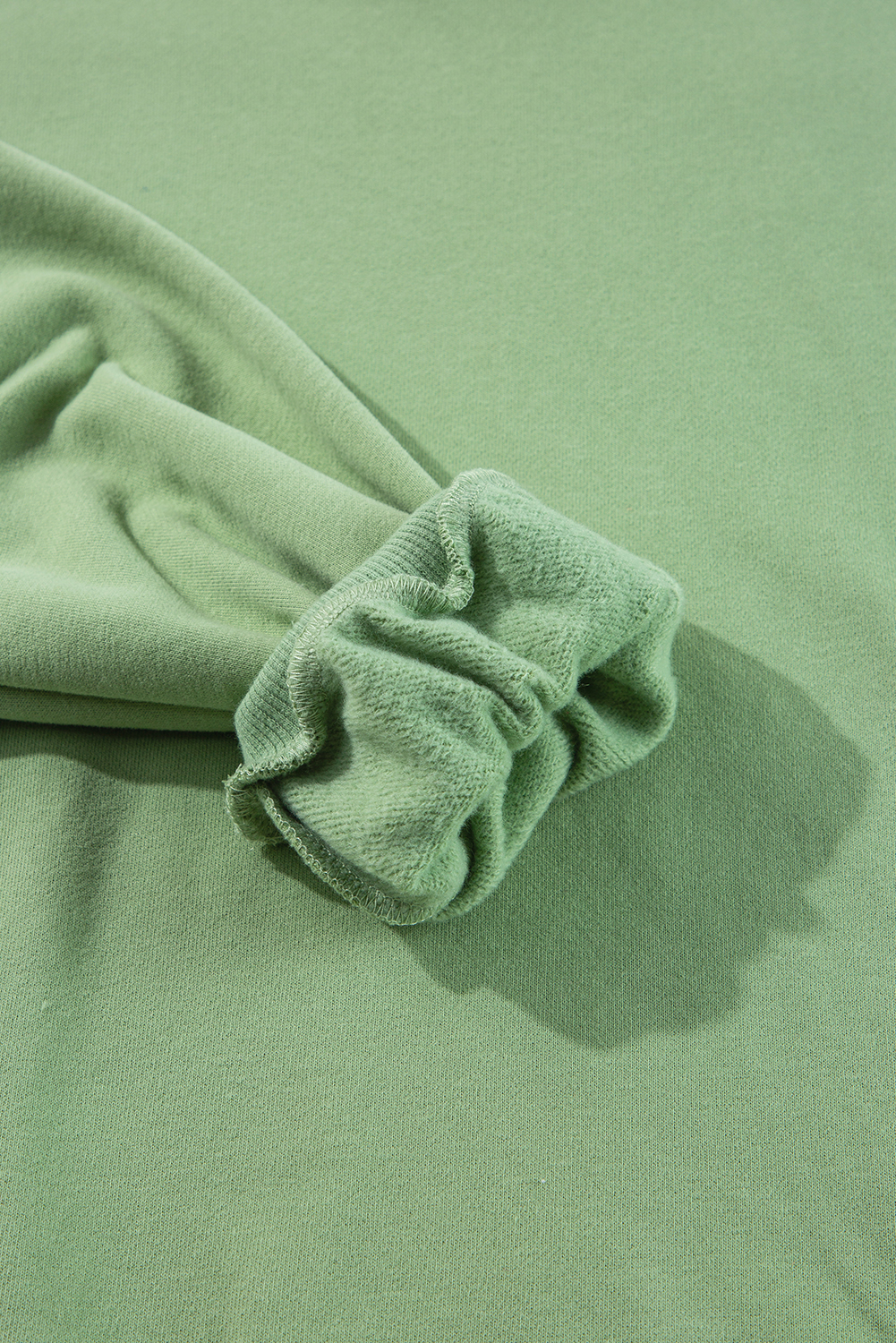 Grass Green Solid Fleece Lined Drop Shoulder High Low Sweatshirt - loveforevers