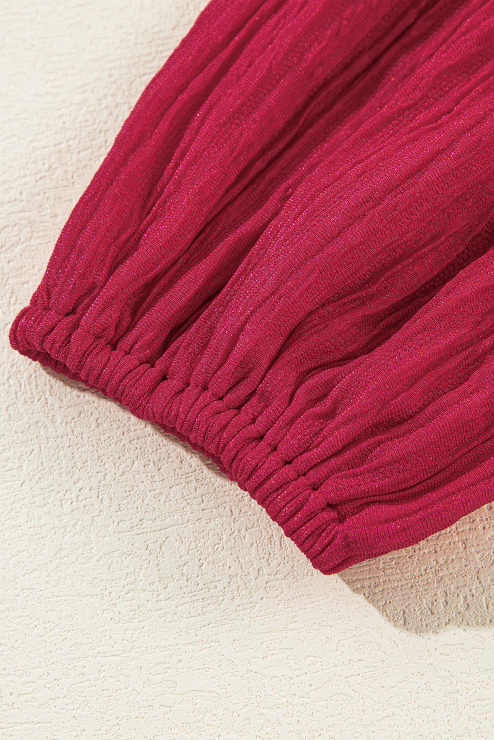 Fiery Red Textured Ruffled Trim V Neck Loose Fit Mini Dress - loveforevers