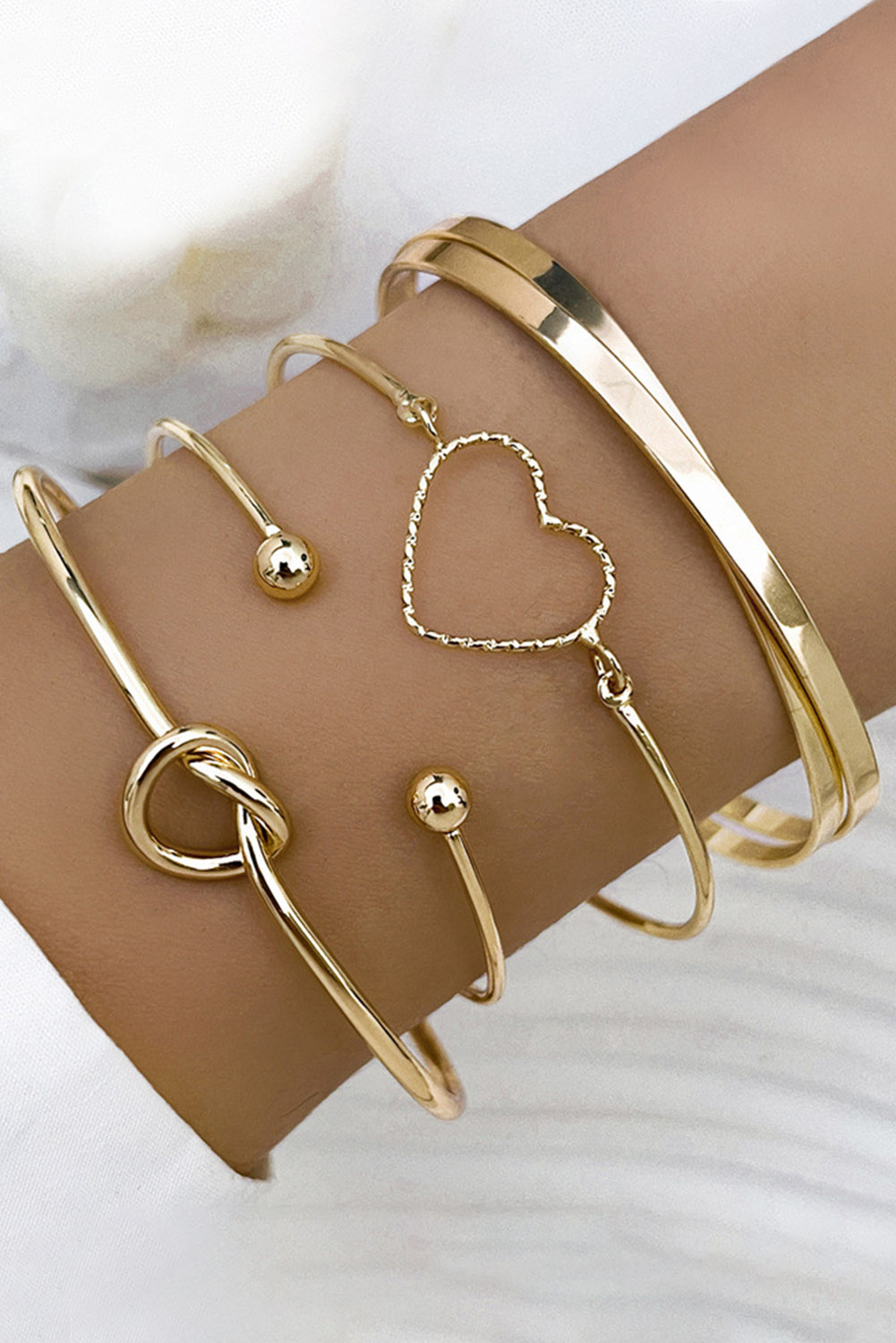 Gold Love Geometric Cross Plated Bracelet 4-piece Set - loveforevers