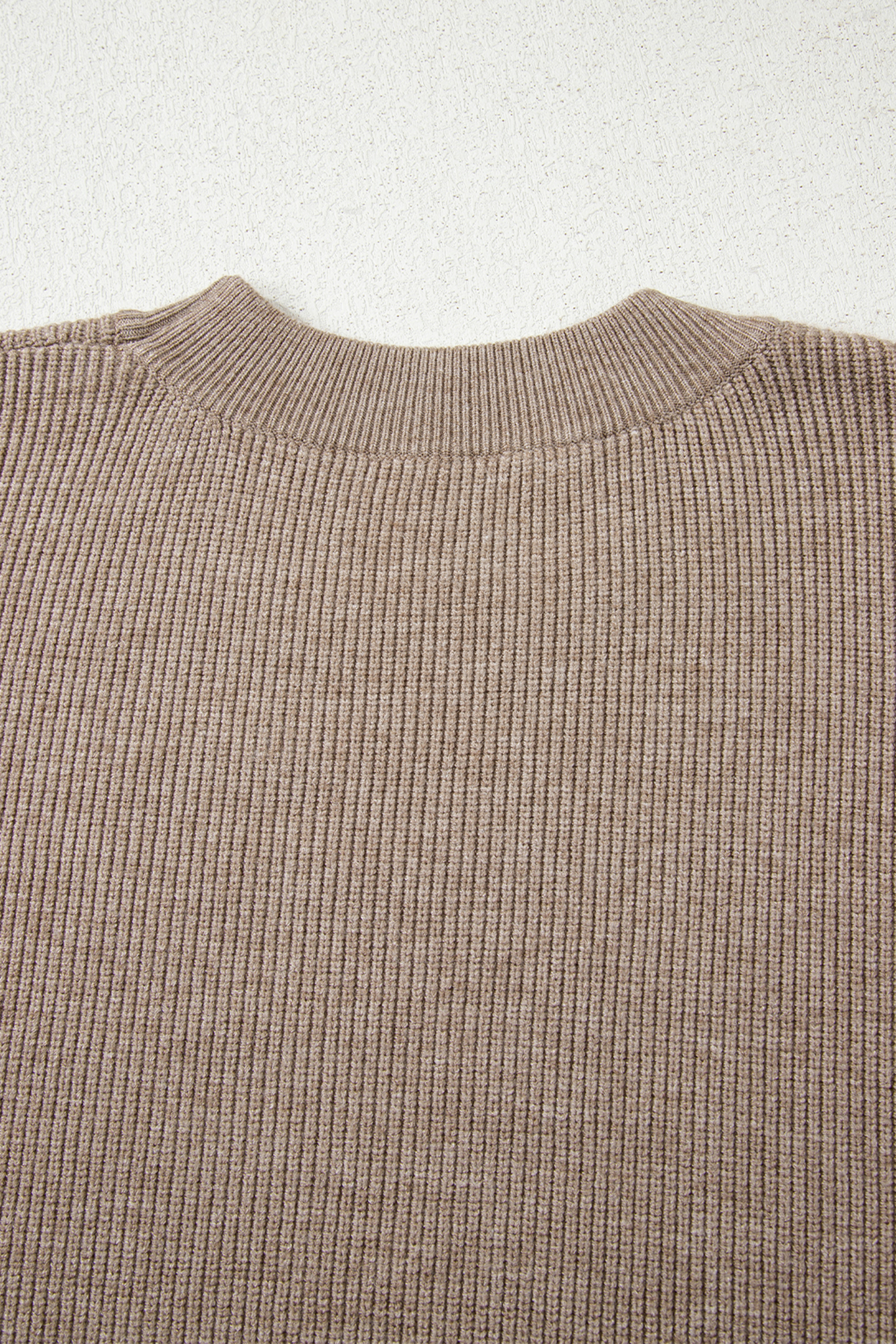 Simply Taupe Ribbed Knit Contrasted Stripe Detail Button Side Loose Sweater - loveforevers