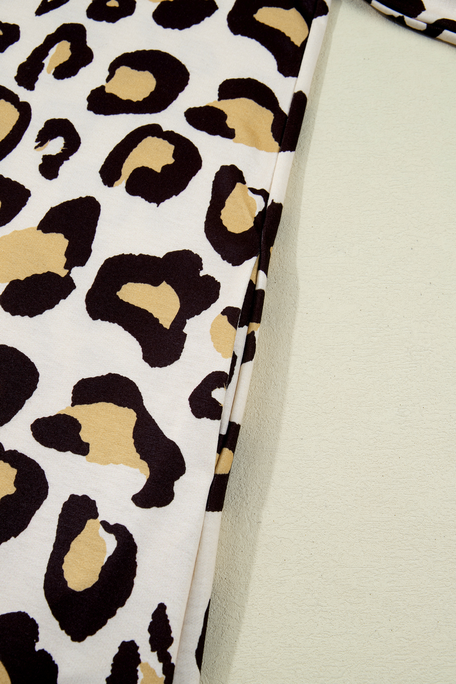 Khaki Leopard Long Sleeve Shift T Shirt Dress with Pockets - loveforevers