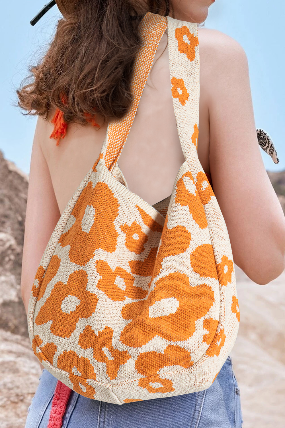 Mustard Flower Knitted Large Single Shoulder Bag - loveforevers