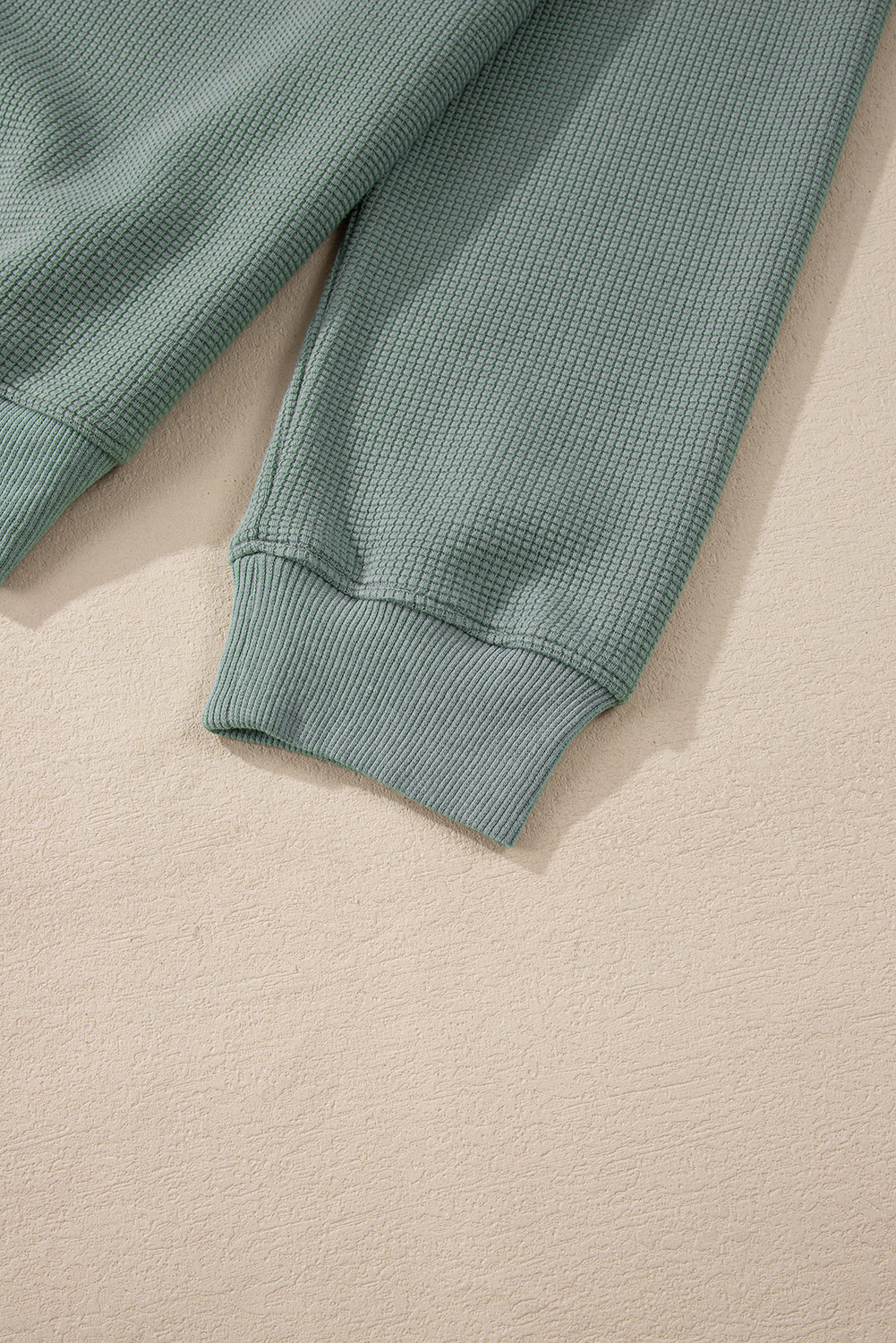 Clearly Aqua Waffle Knit Drop Shoulder V Neck Top - loveforevers