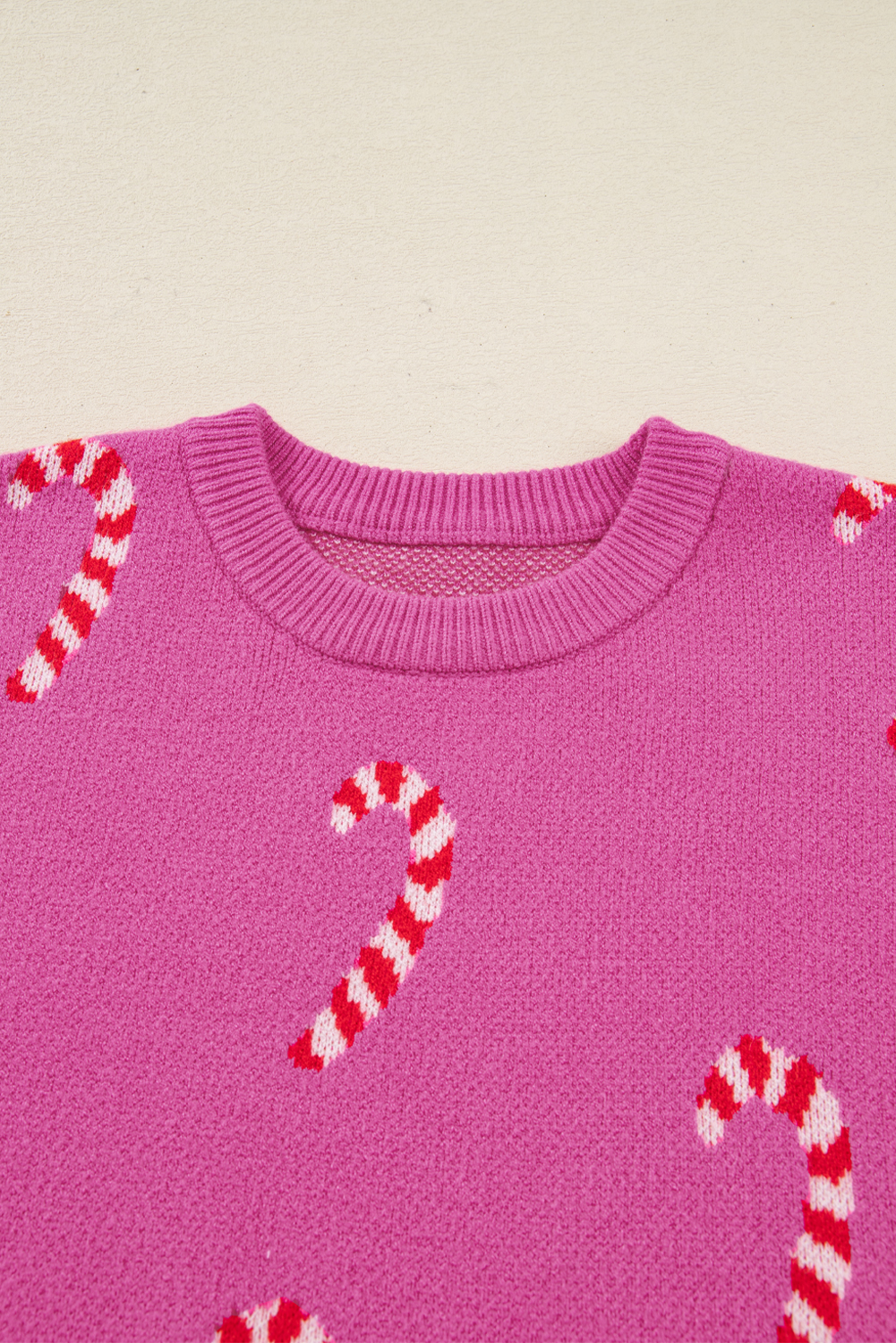 Dark Green Christmas Candy Cane Holiday Drop Shoulder Sweater - loveforevers