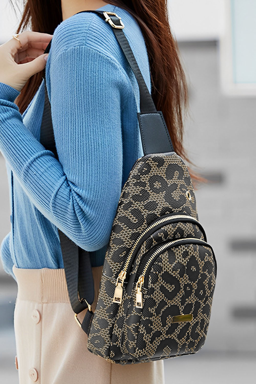 Leopard Print PU Sling Bag - loveforevers