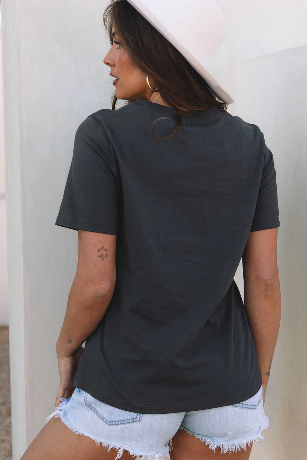 Dark Grey RISE WITH THE SUN Western Fashion Graphic Tee - loveforevers