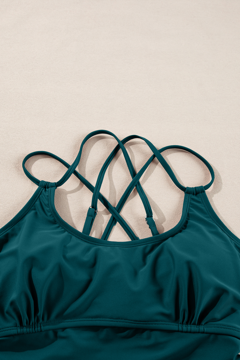 Sea Green Drawstring Tummy Control Mix-and-match 2pcs Tankini Swimsuit - loveforevers