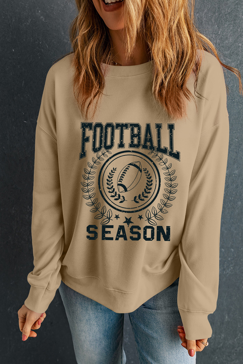 Khaki Rugby FOOTBALL SEASON Graphic Game Day Sweatshirt - loveforevers