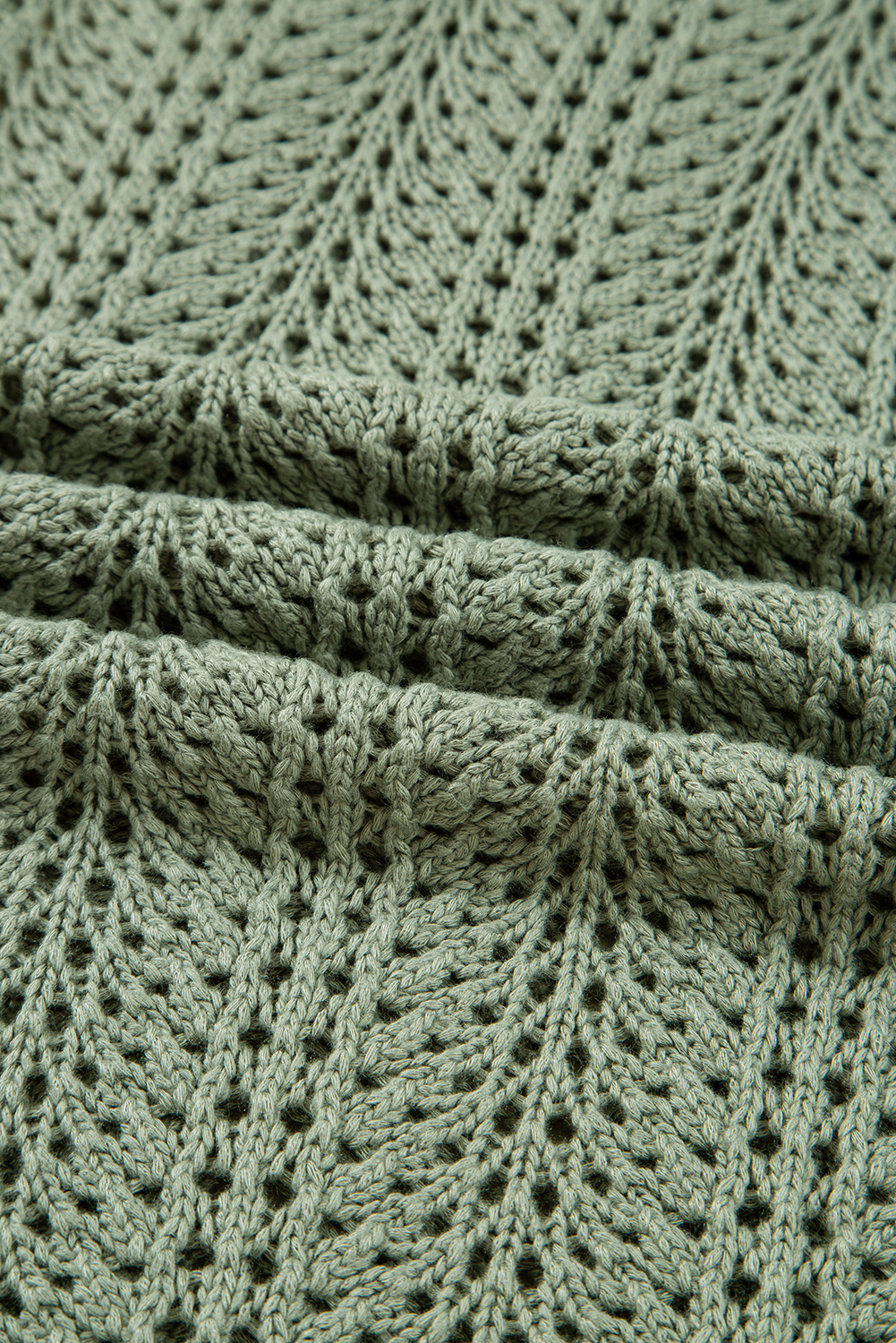 Green Bay Scalloped Edge Eyelet Knit Batwing Sleeve Cardigan - loveforevers