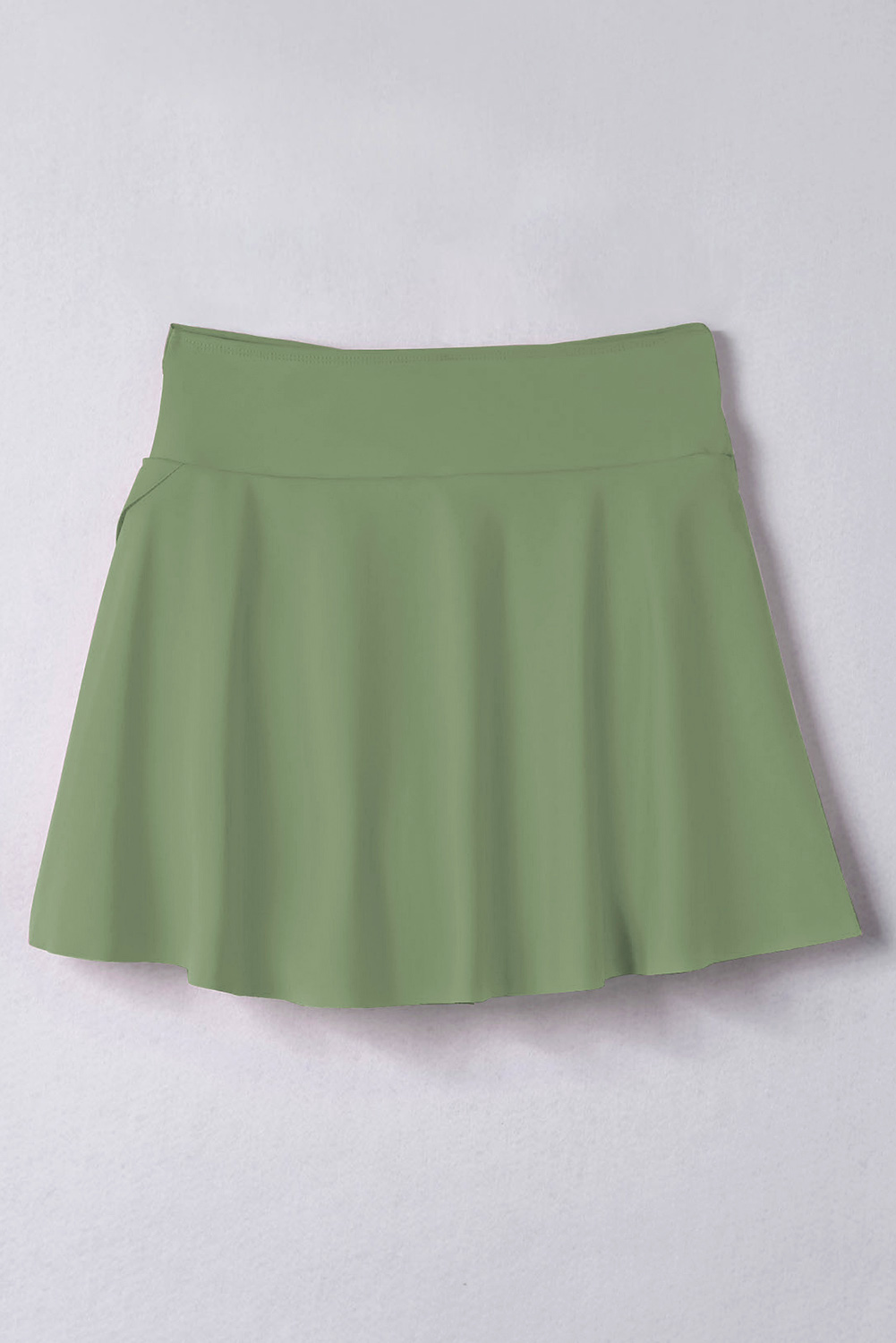 Green Criss Cross Waist Flared Swim Skirt - loveforevers