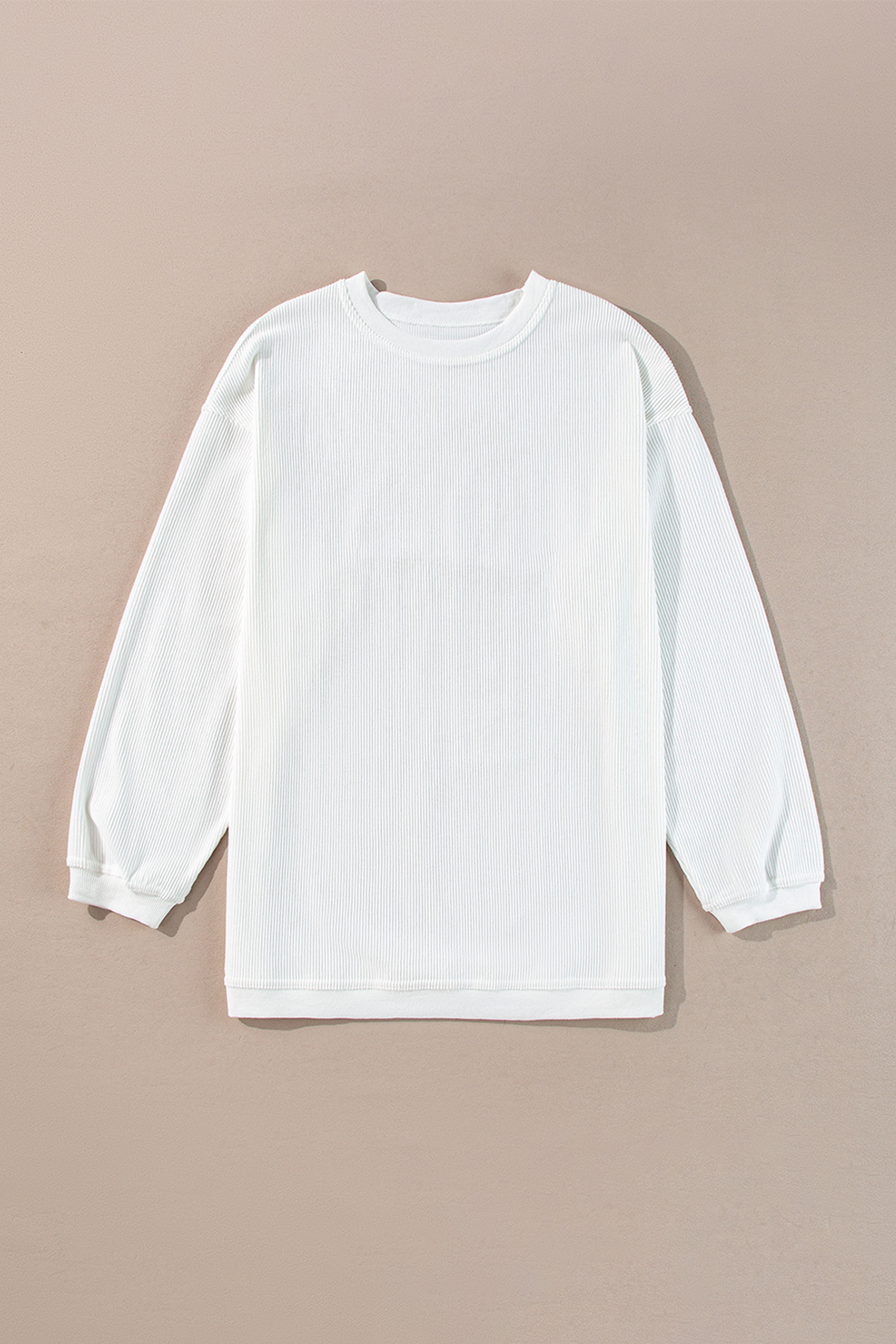 White Mardi Cheerful Bow Printed Corded Ribbed Sweatshirt - loveforevers
