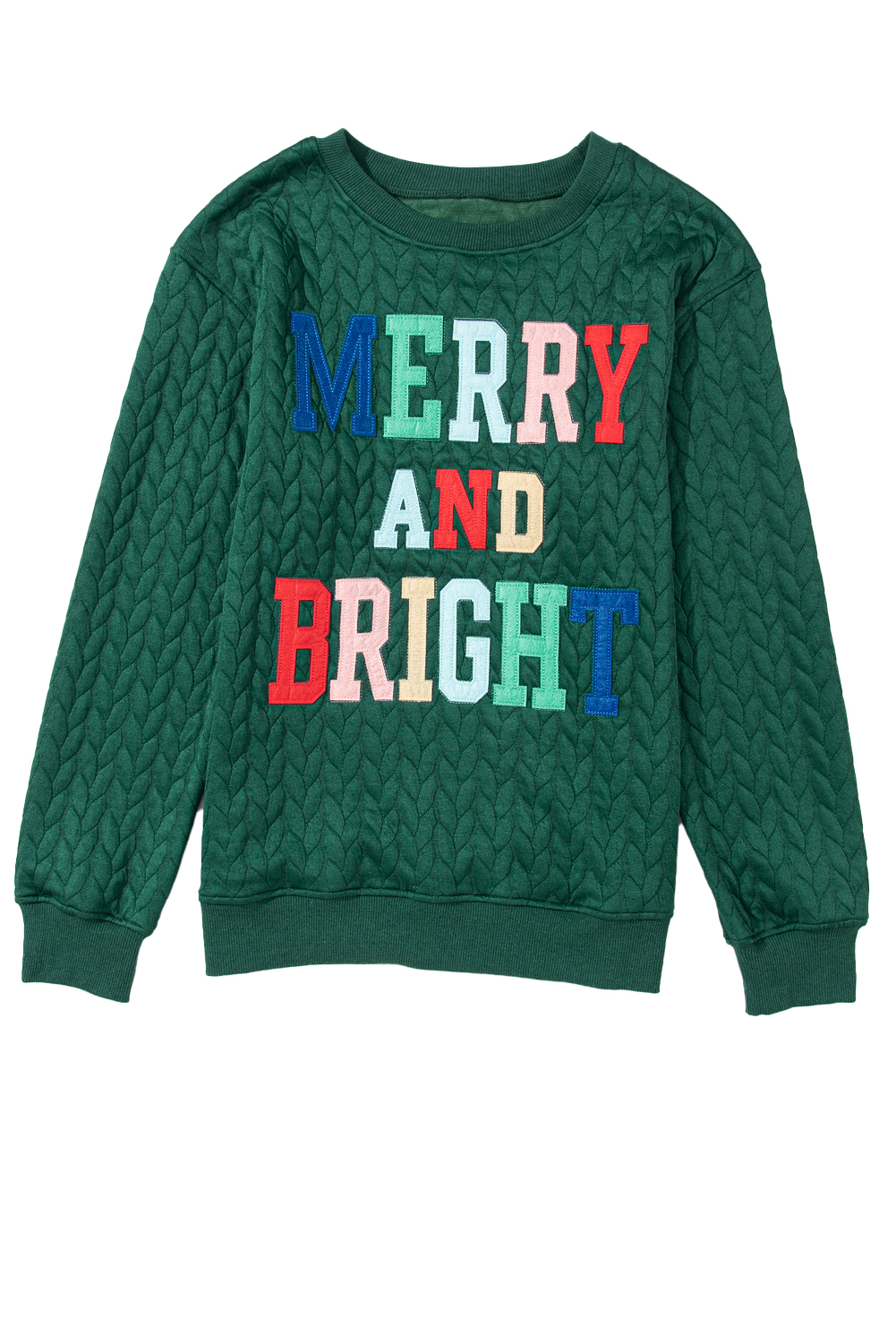 White LOVE Chenille Embroidered Cable Knit Pullover Sweatshirt - loveforevers