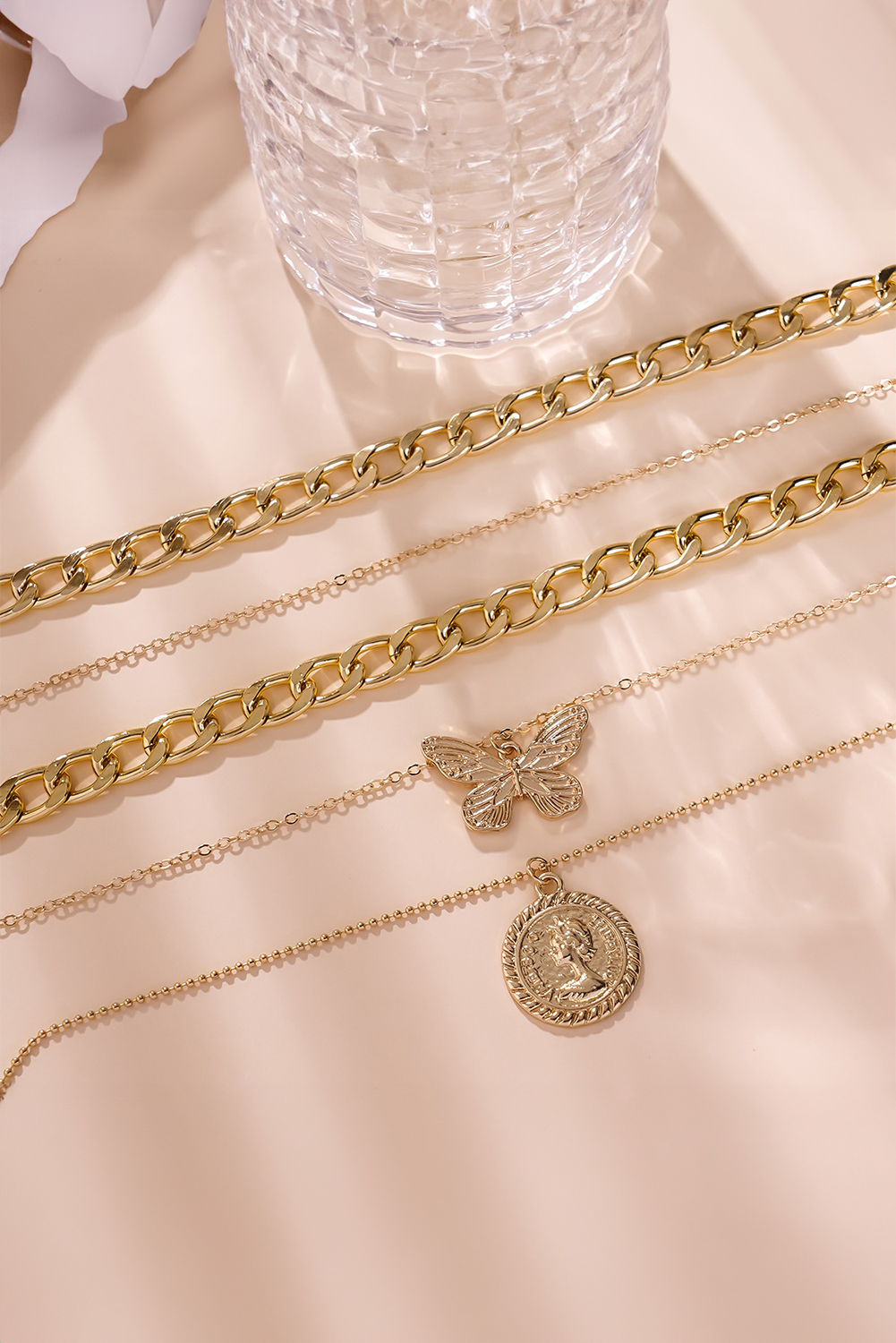 Gold Plated Alloy Multilayer Butterfly Charm Necklace - loveforevers