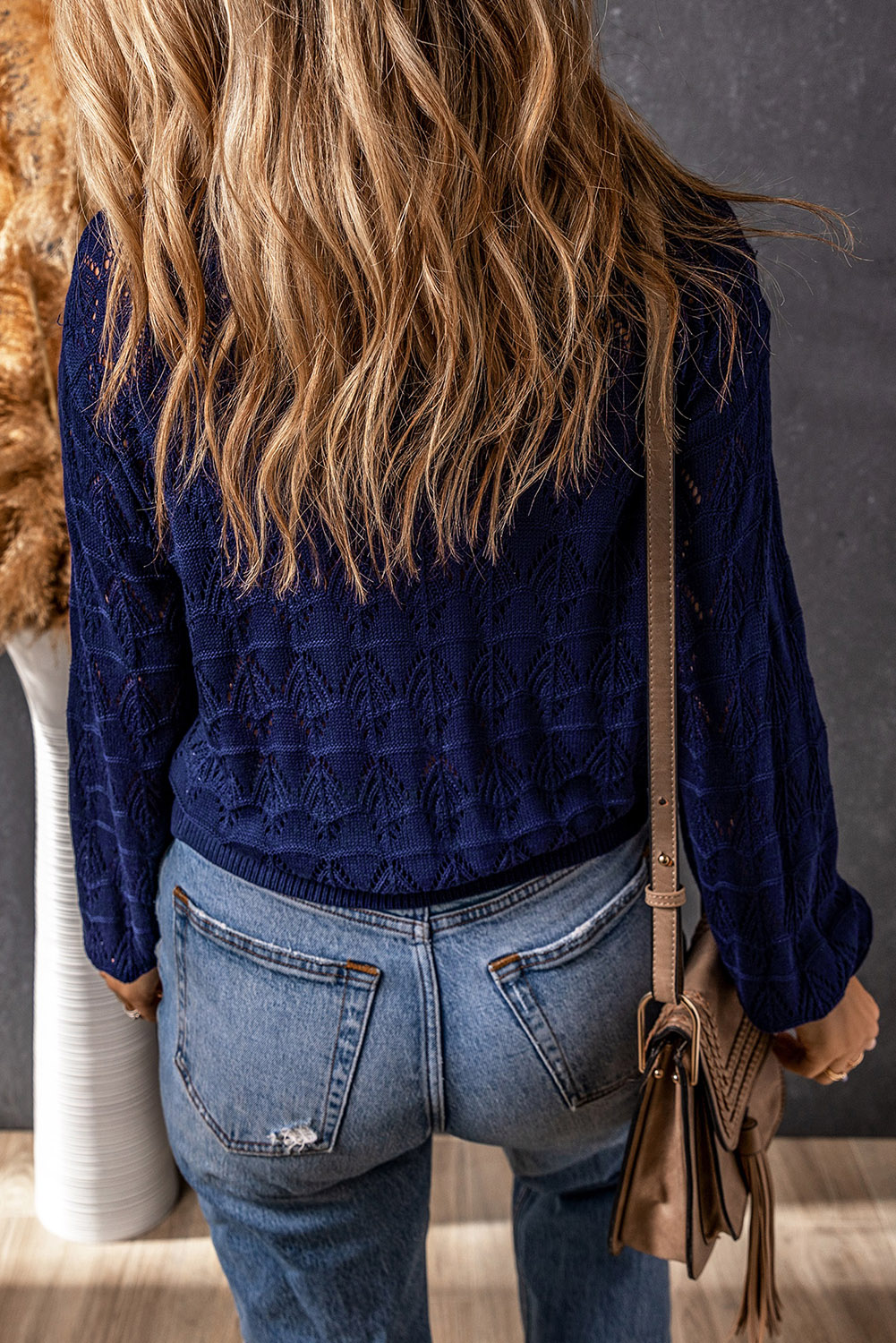 Fiery Red Lightweight Buttoned Front Crochet Cardigan - loveforevers