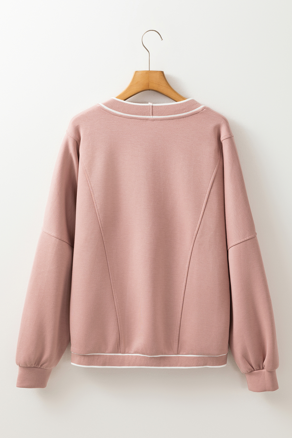 Pink Stripe Contrast Trim V Neck Buttoned Front Pocketed Knit Cardigan - loveforevers