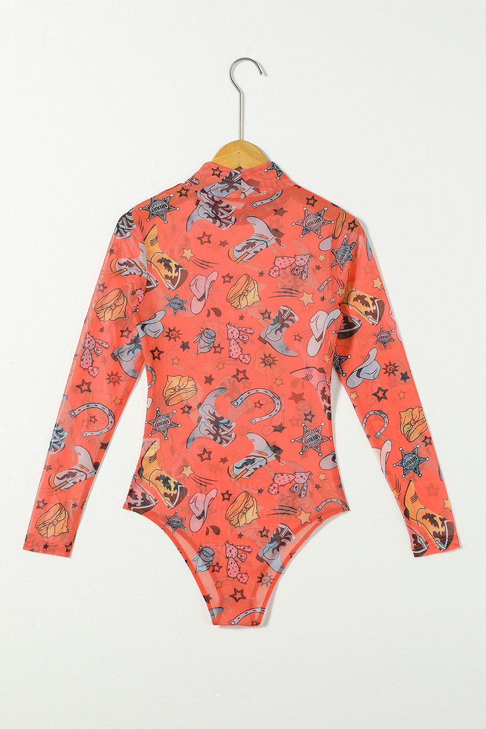White Rodeo Bound Printed Long Sleeve Bodysuit - loveforevers