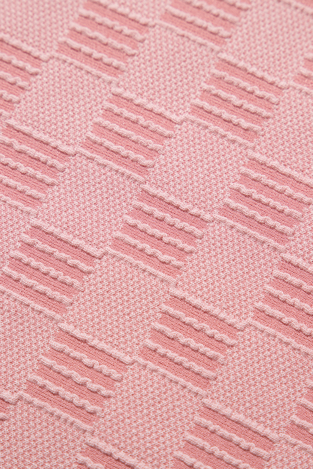 Apricot Pink Checkered Textured Round Neck T-shirt - loveforevers