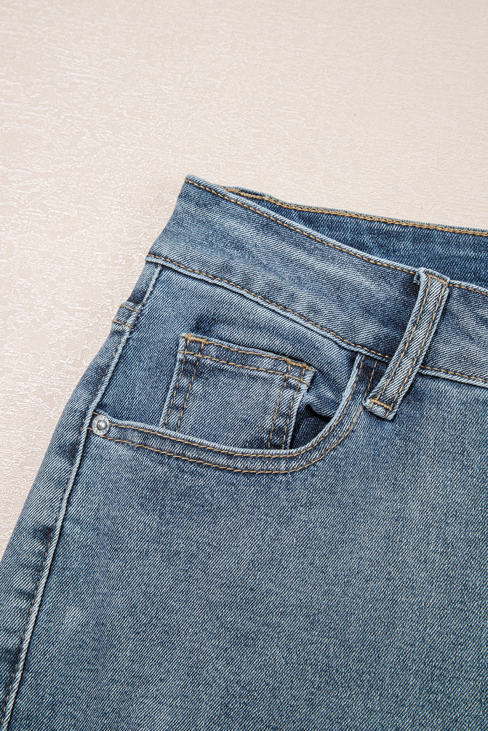Beau Blue Slightly Distressed Ankle-length Straight Jeans - loveforevers