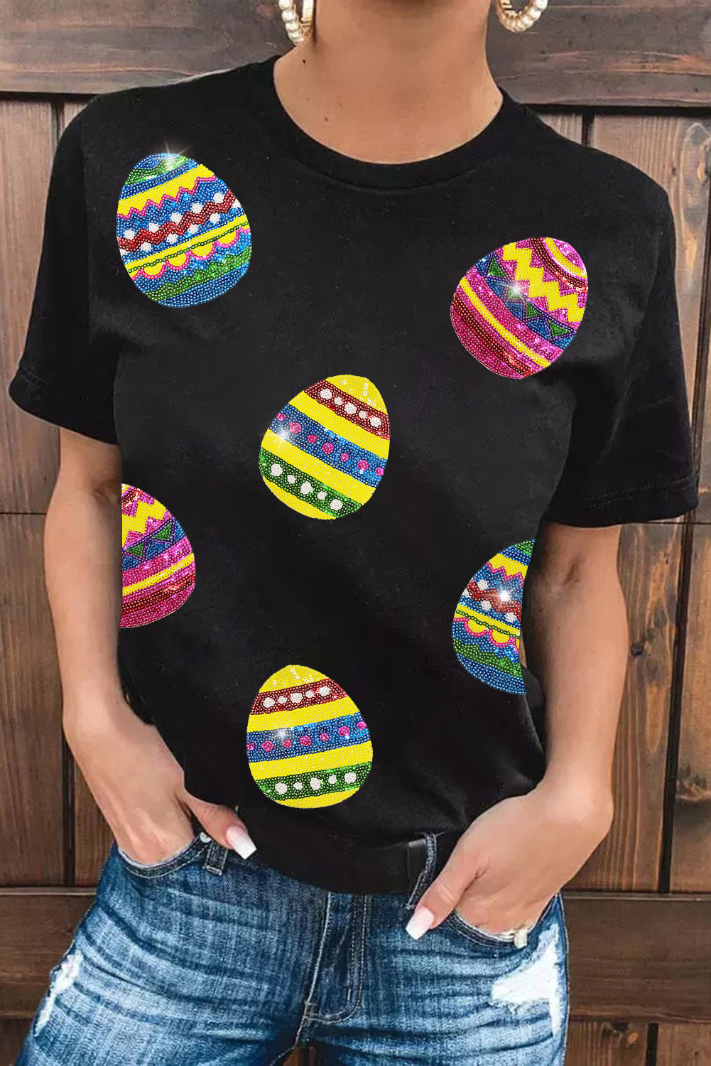 White Rabbit Bow Knot Print Crew Neck T Shirt - loveforevers