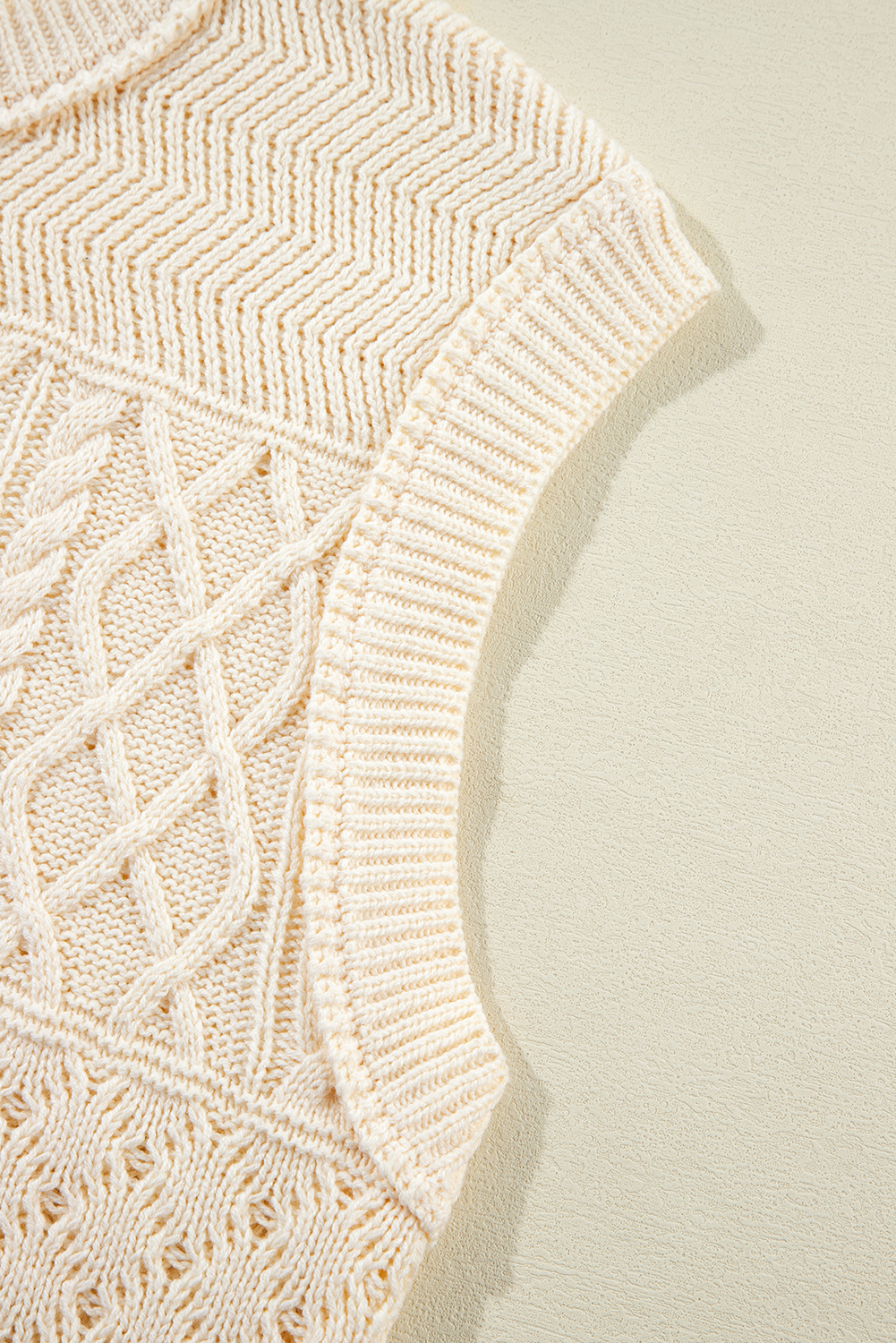 Beige Cable Knit Dolman Armholes Sweater Tank - loveforevers