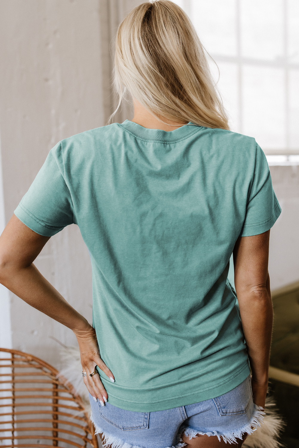 Sea Green MAMA Printed Mineral Wash Crewneck T Shirt - loveforevers