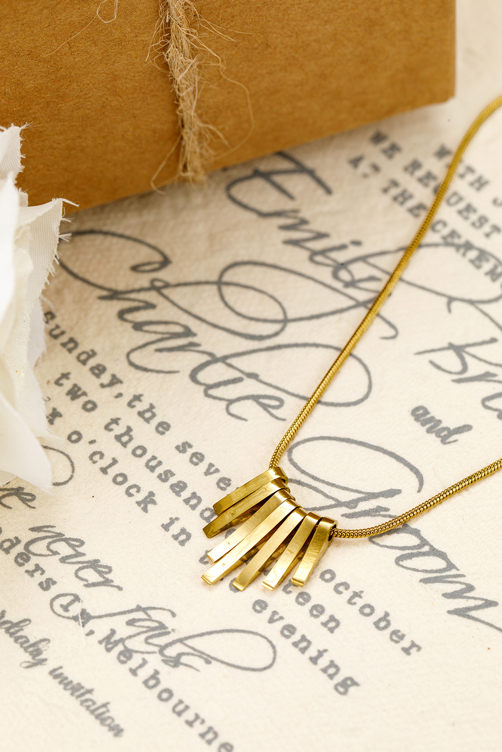 Gold Asymmetric Bar Pendant Plated Alloy Necklace - loveforevers