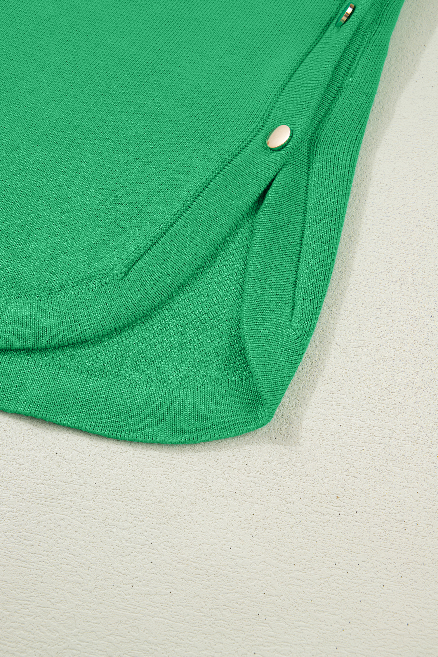 Bright Green Side Button Round Neck Knit Sleeveless Sweater - loveforevers
