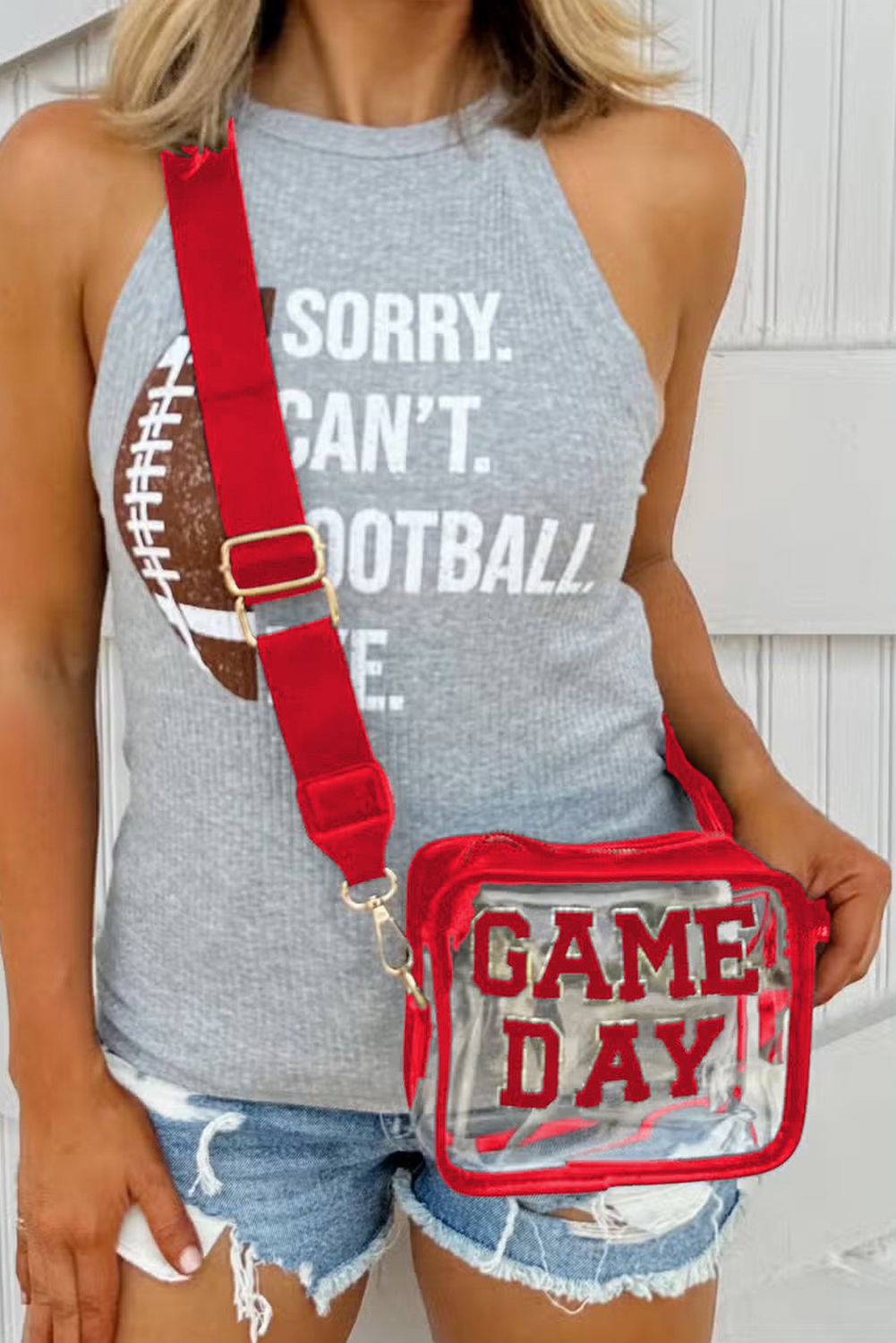 Black GAME DAY Rugby Football Clear Shoulder Bag - loveforevers