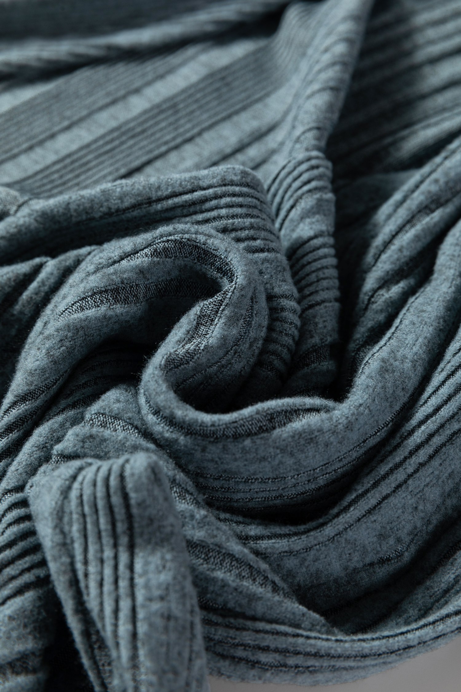 Stone Blue Ribbed Open Front Knitted Top with Pockets - loveforevers