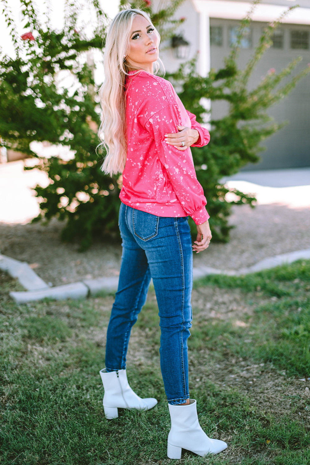 Rose Tie Dye Long Sleeve Pullover Sweatshirt - loveforevers