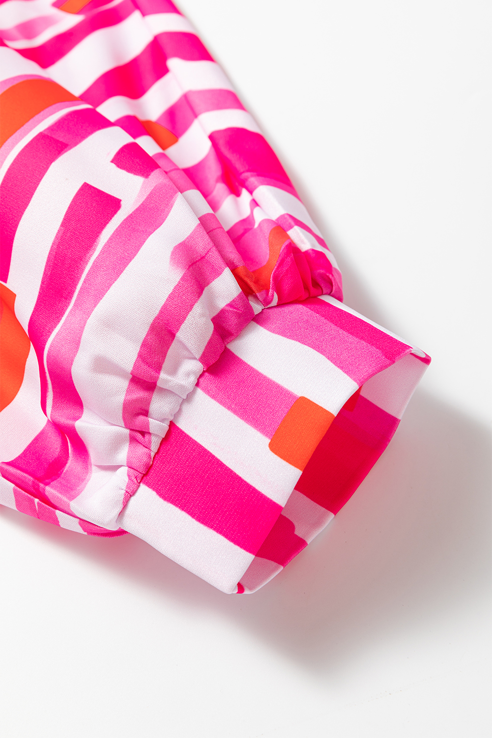 Pink Abstract Print Batwing Sleeve Casual Shirt - loveforevers
