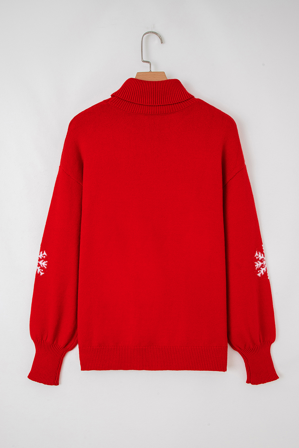 Fiery Red Merry Snowflake Pattern Christmas Turtleneck Sweater - loveforevers