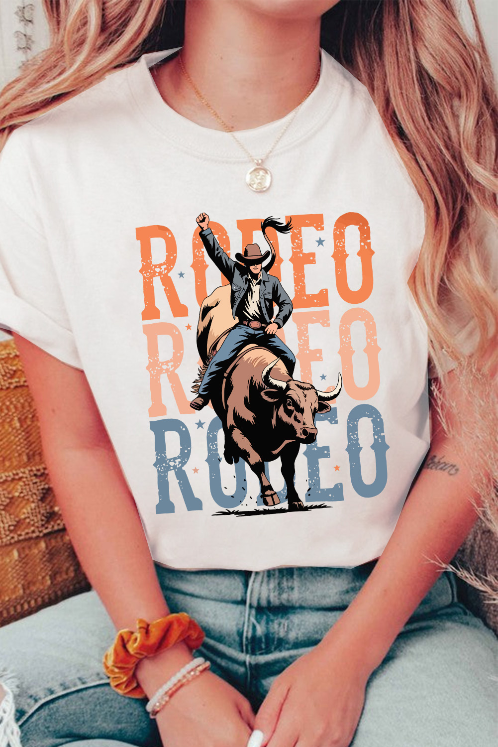 White Cowboy RODEO Graphic Western T Shirt - loveforevers