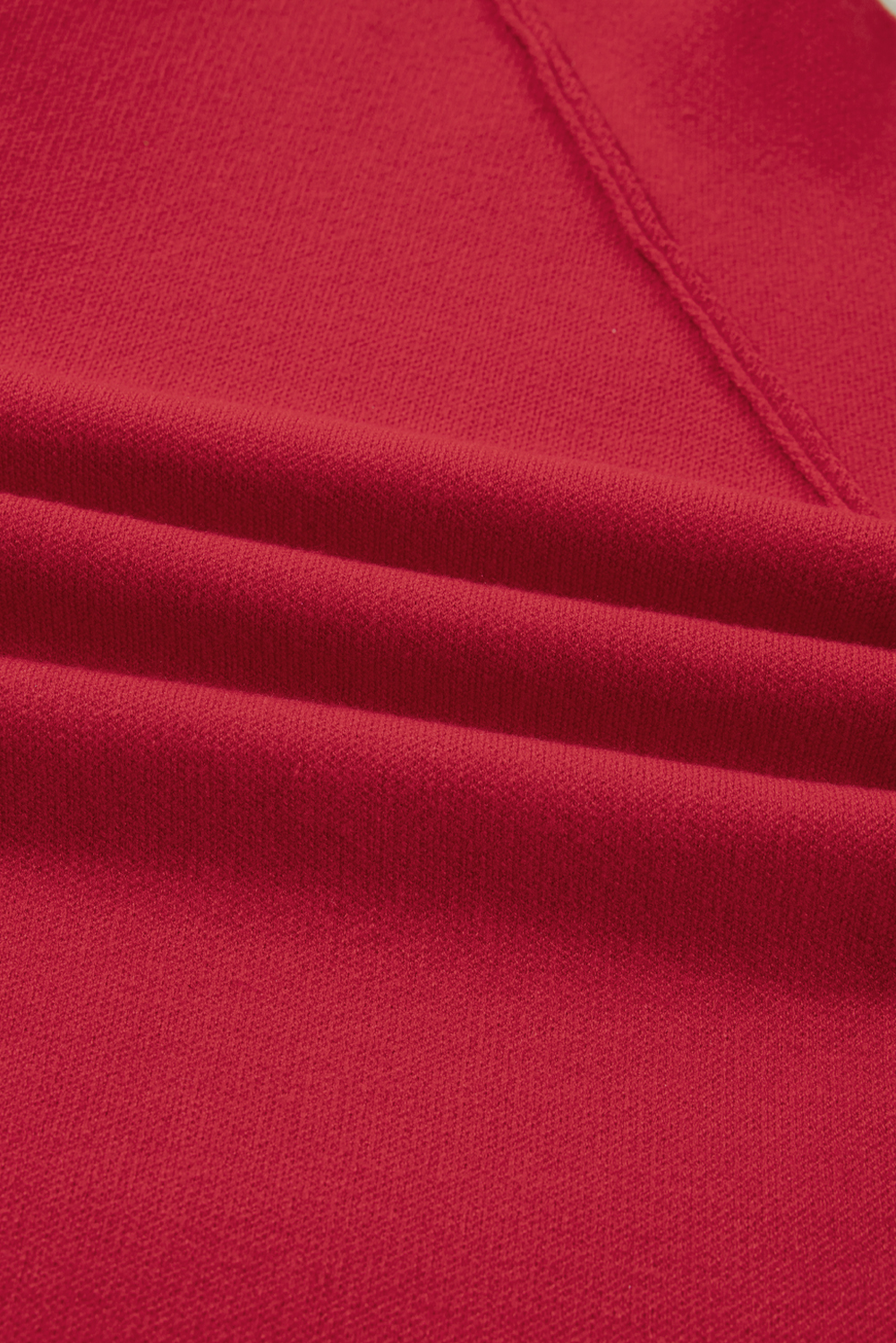 Fiery Red Collared Button Front Wrapped Cardigan Jacket - loveforevers