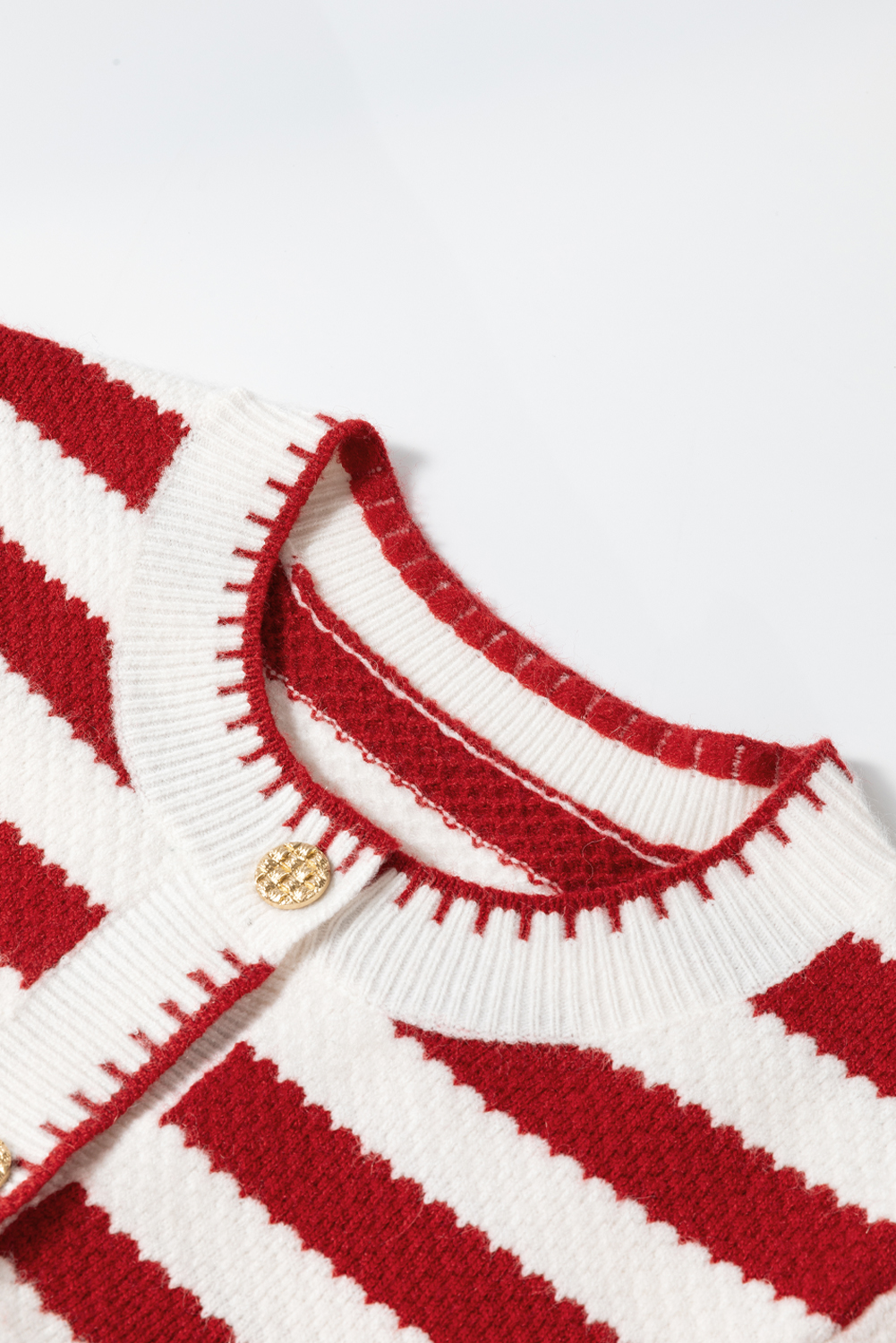 Red Stripe Chic Golden Button Cardigan Sweater - loveforevers