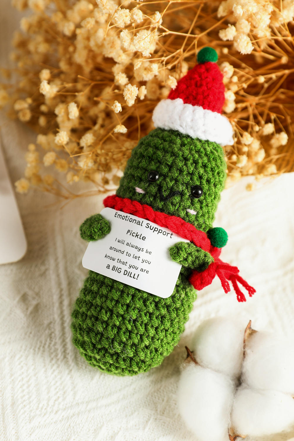 Dark Green Handmade Crochet Christmas Pickle Emotional Support Home Decoration - loveforevers