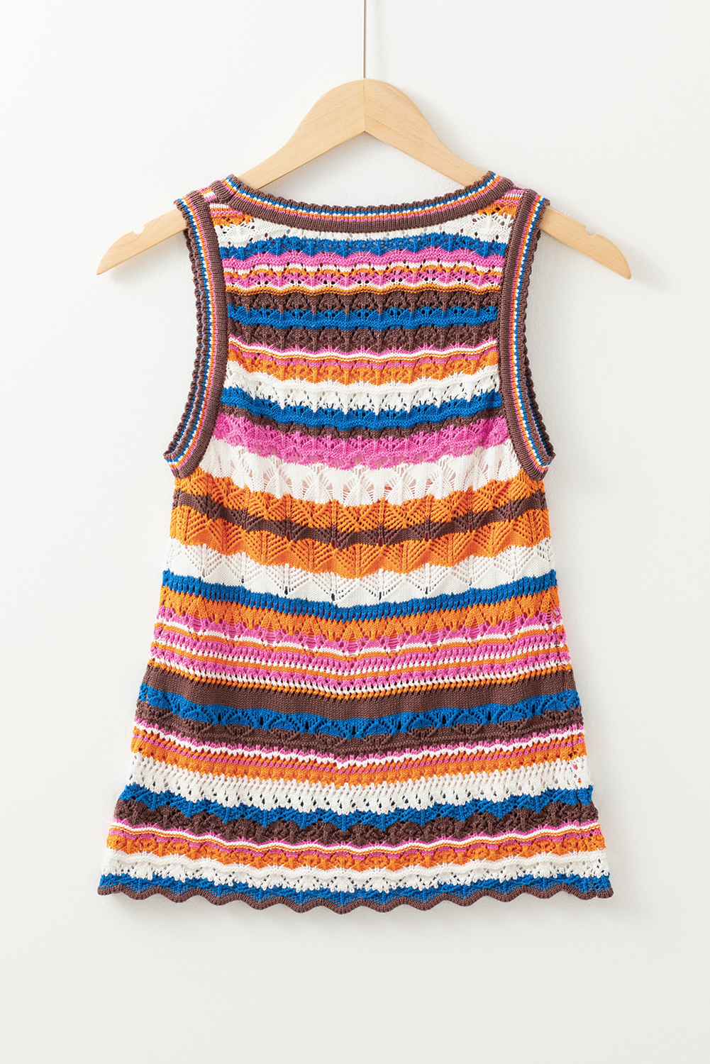 Dark Blue Striped Textured Knit Crew Neck Sweater Vest - loveforevers