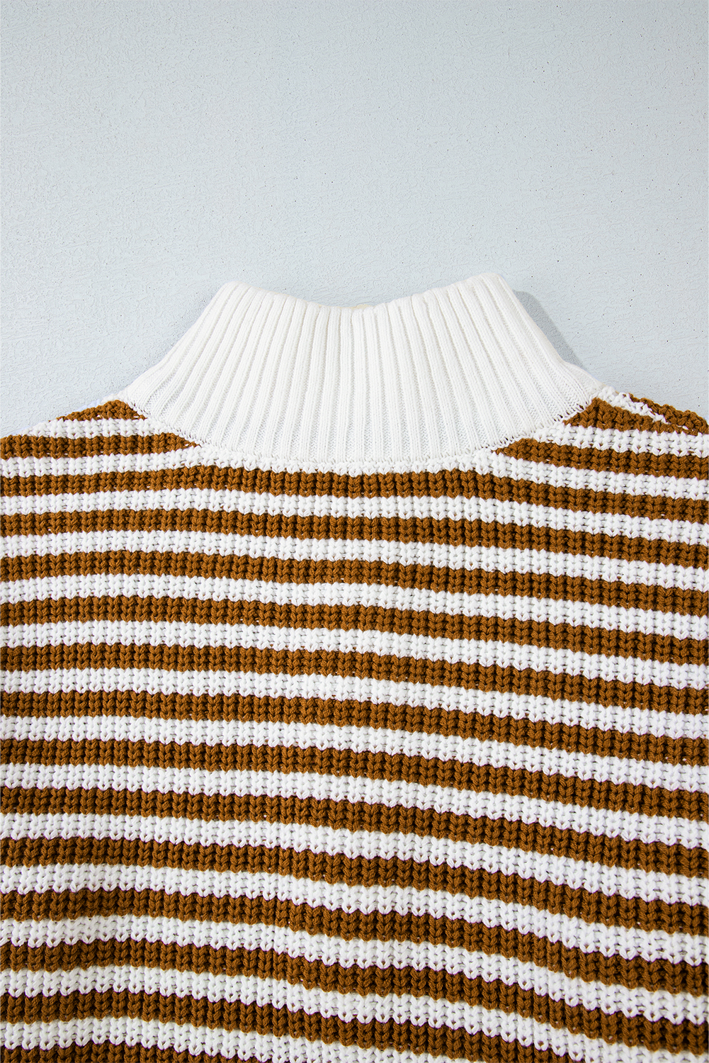 Black Stripe Zip up Collar Drop Shoulder Sweater - loveforevers