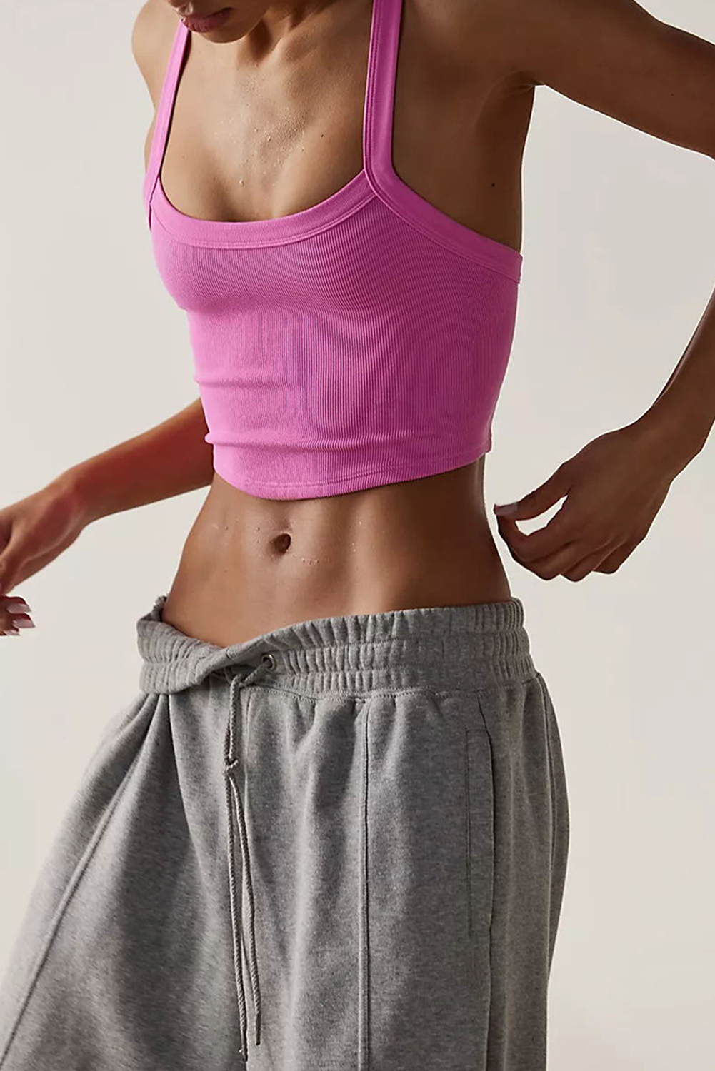Bonbon Athletic Ribbed Cropped Cami Top - loveforevers