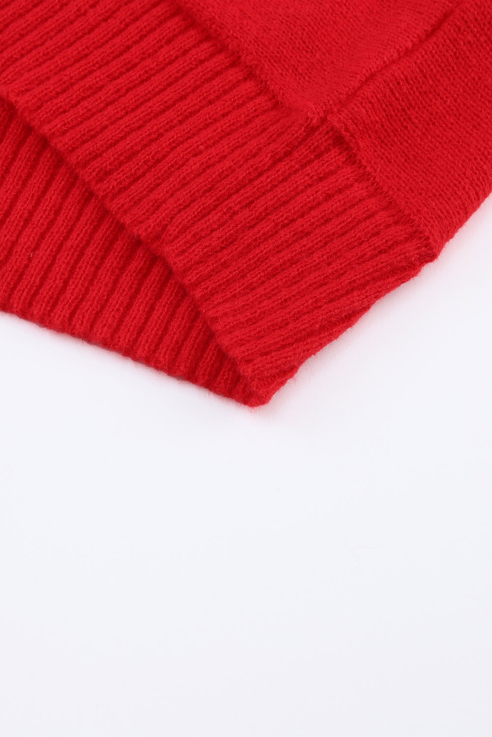 Fiery Red Merry Letter Embroidered High Neck Sweater - loveforevers