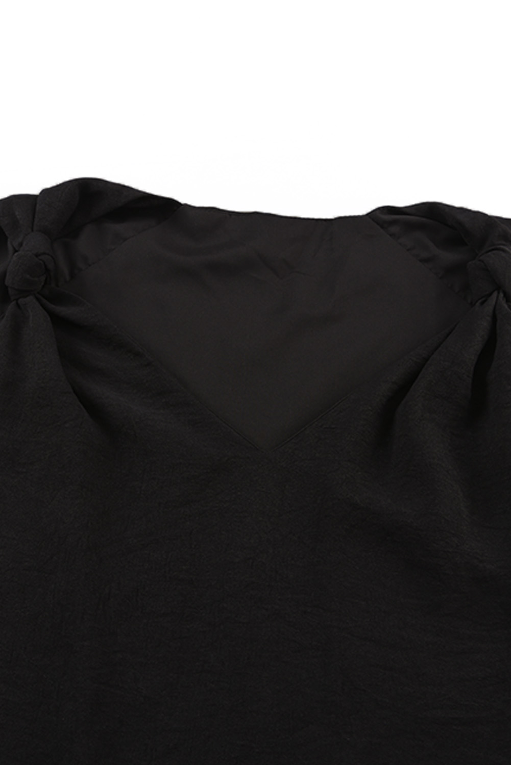 Black V Neck Knotted Shoulder Vest - loveforevers