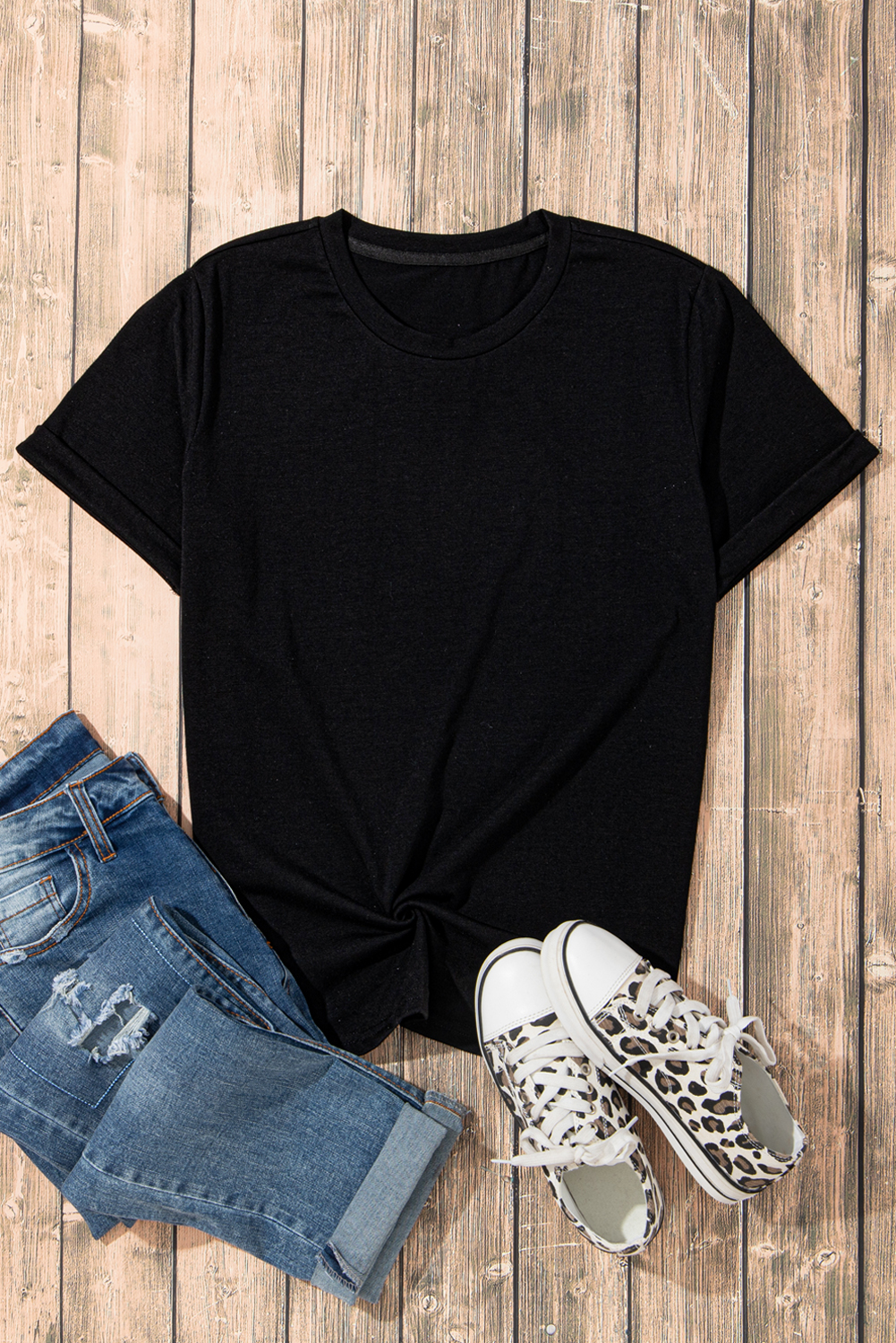 Khaki Casual Plain Crew Neck Tee - loveforevers