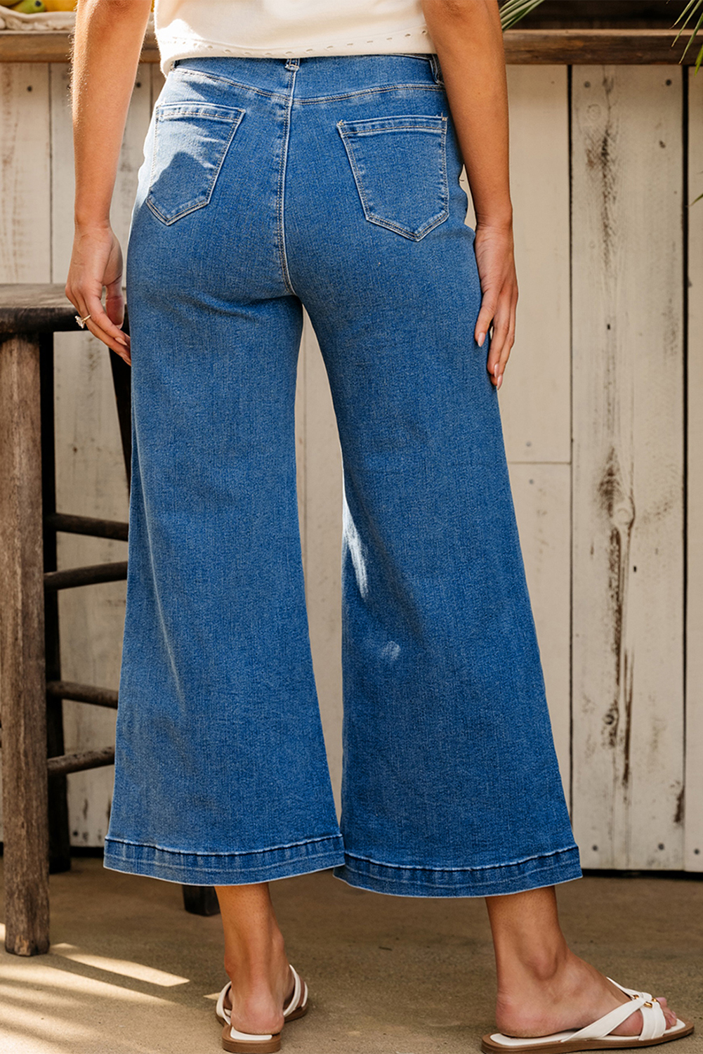 Black Plain Seam Detail Flared Bottom Ankle Length Jeans - loveforevers
