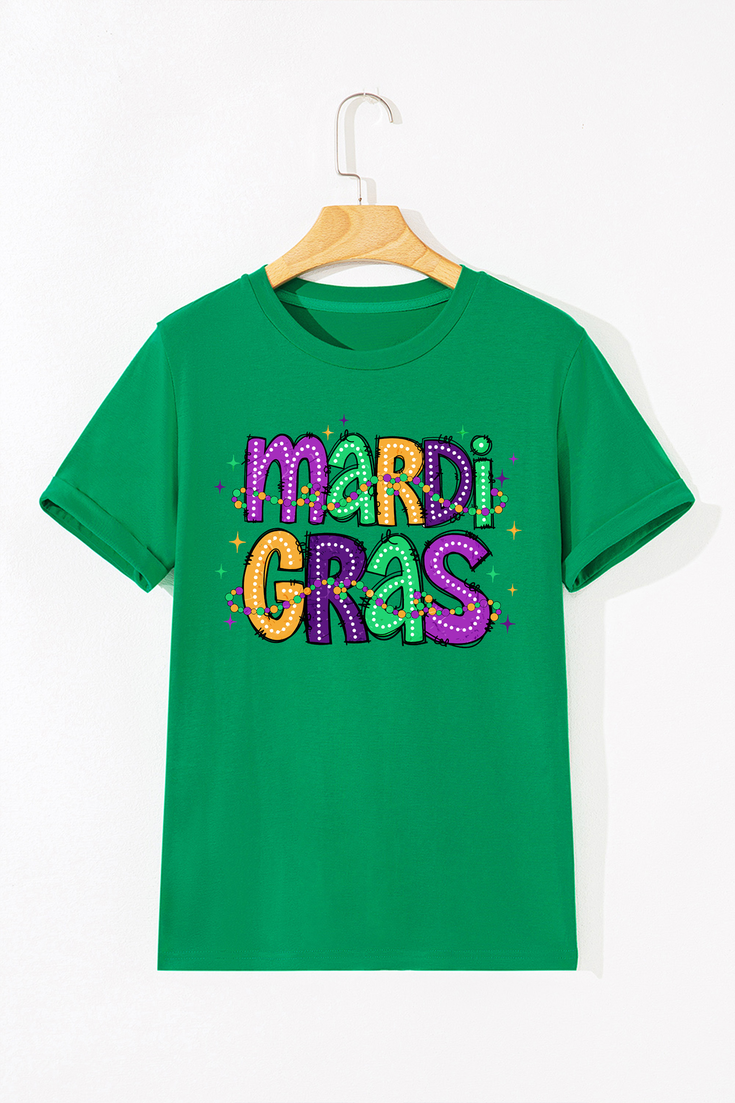 Bright Green Glitter Mardi Gras Mask Graphic T Shirt - loveforevers