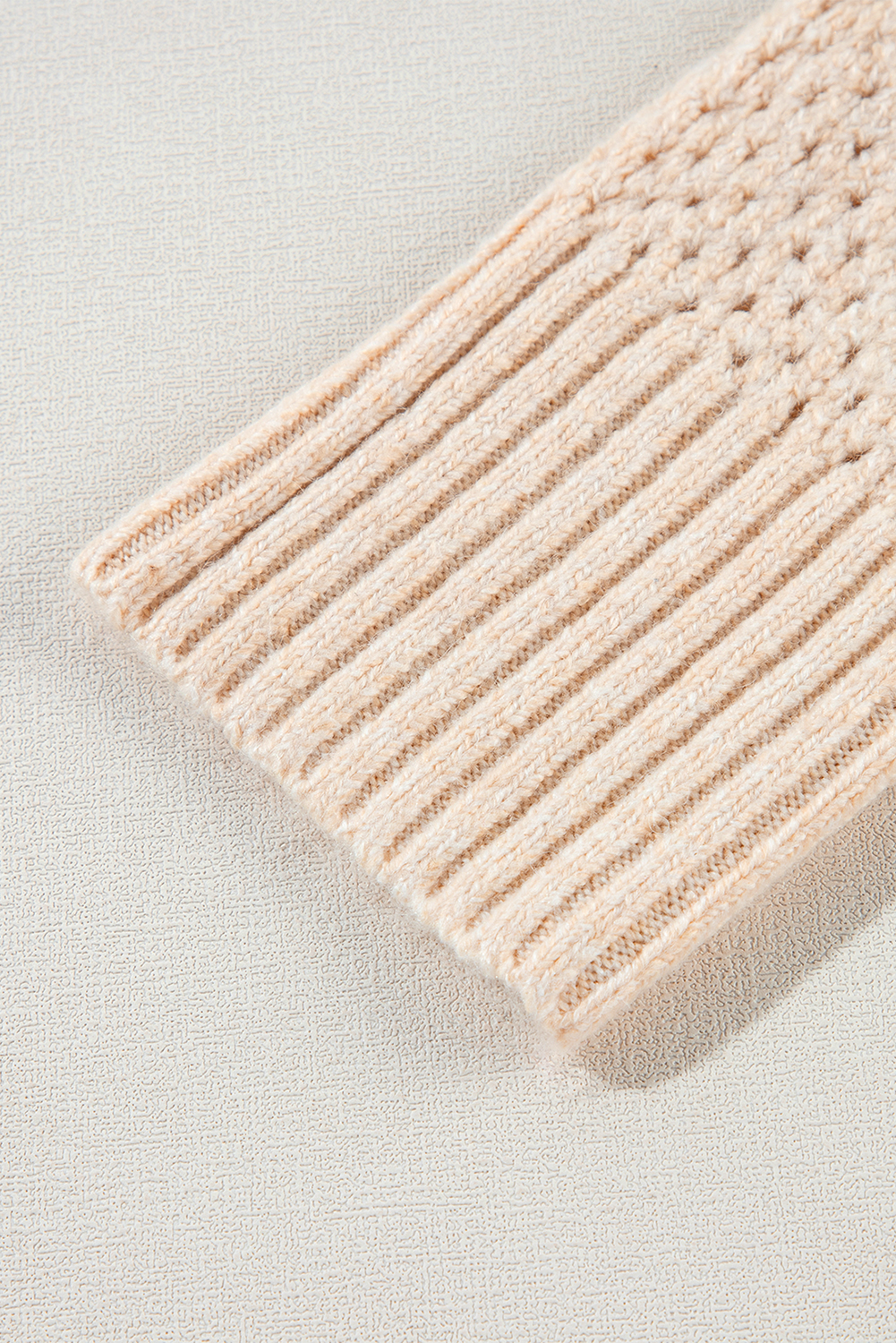 Parchment Loose Eyelet V Neck Drop Shoulder Sweater - loveforevers