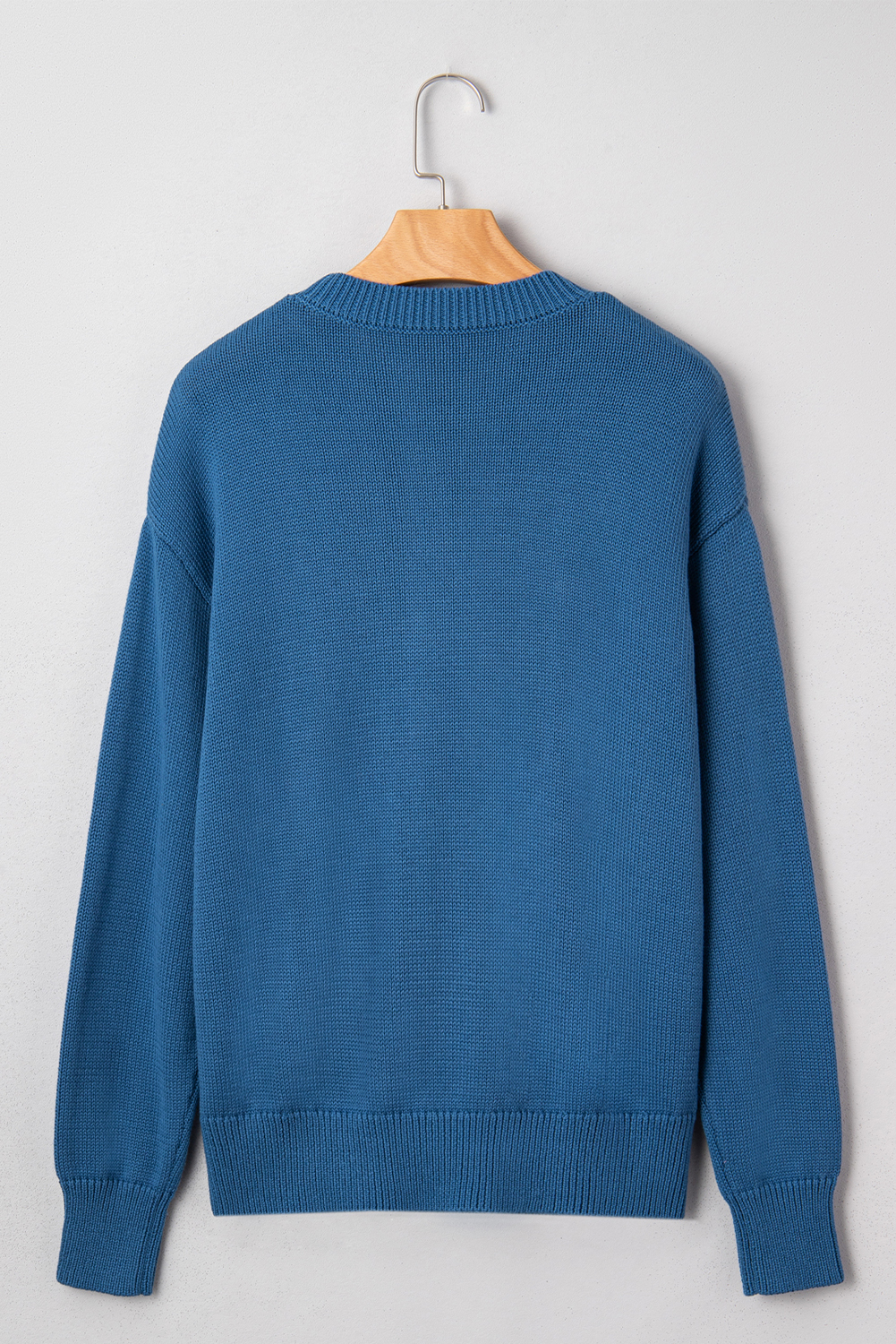 Dusk Blue Howdy Embroidered Graphic Western Sweater - loveforevers
