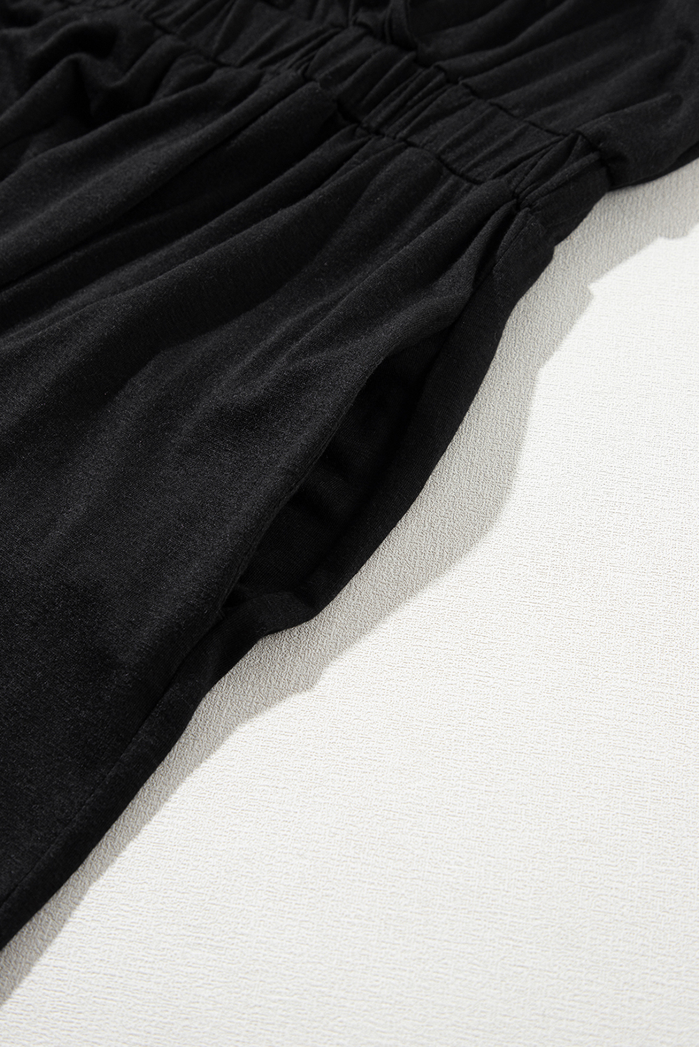 Black Deep V Pleated Crisscross Wide Leg Backless Jumpsuit - loveforevers