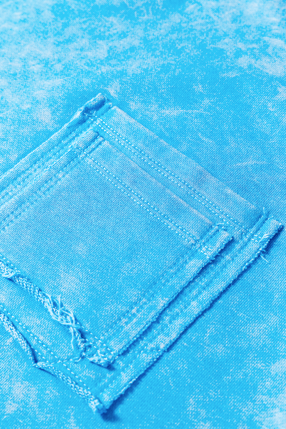 Blue Mineral Wash Raw Seam Double Patched Pocket Pullover Sweatshirt - loveforevers