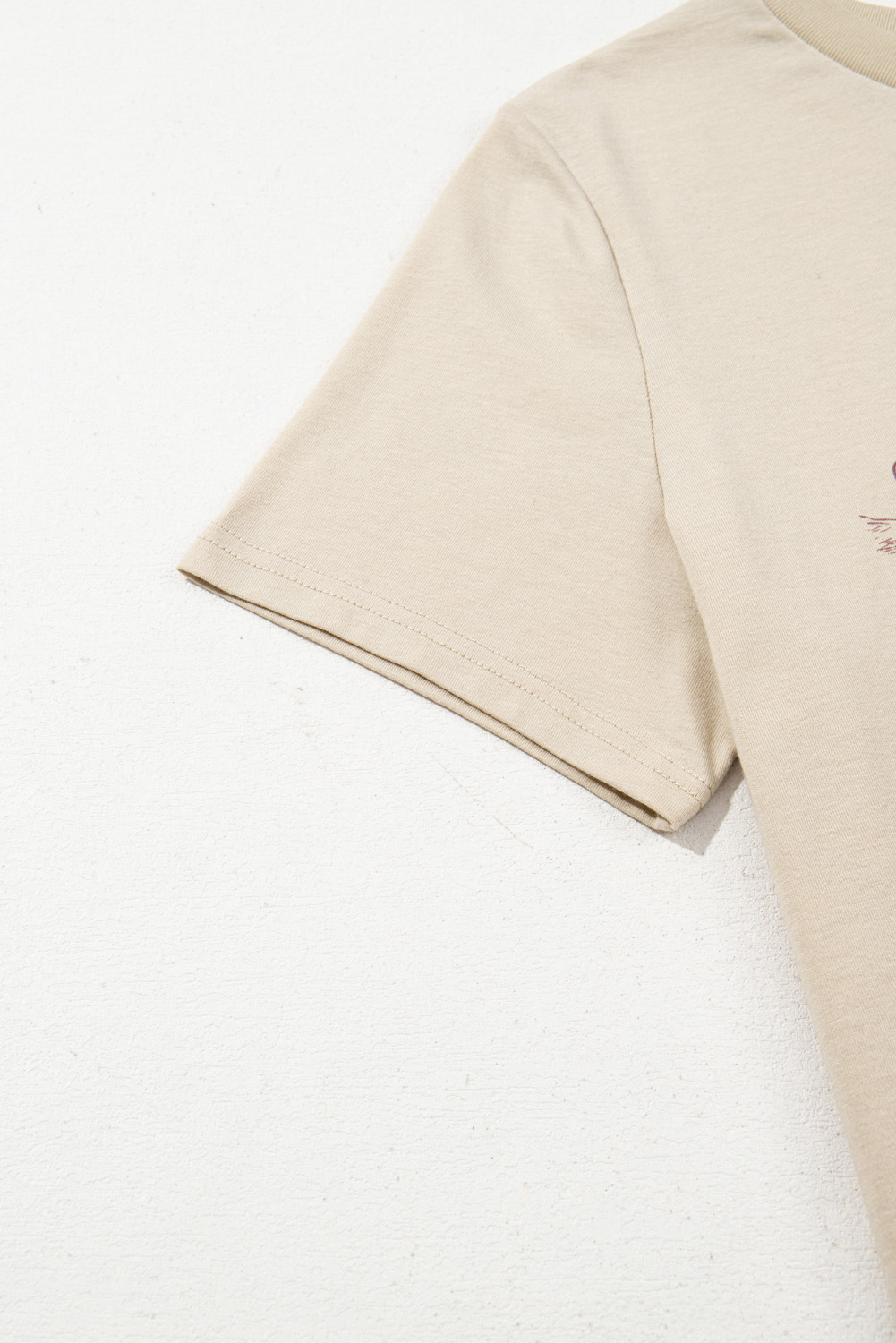 Beige LIVE YOUR BEST LIFE Crew Neck Western Graphic Tee - loveforevers
