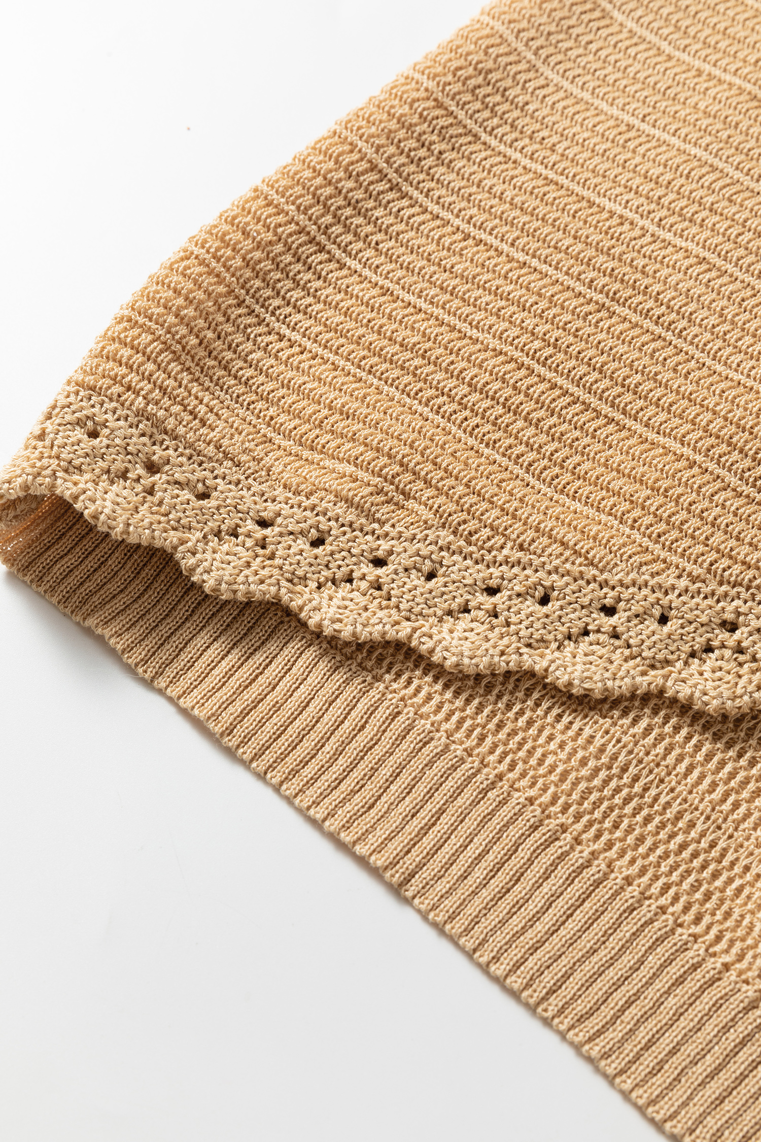 Pale Khaki Hollow out Trim Buttoned Front Boho Sweater Vest - loveforevers